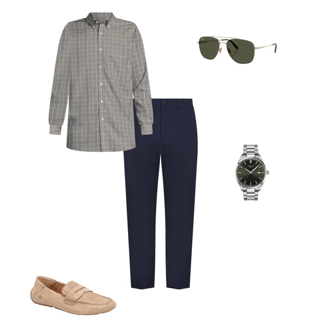 Gold Label Roundtree & Yorke Non-Iron Long Sleeve Plaid