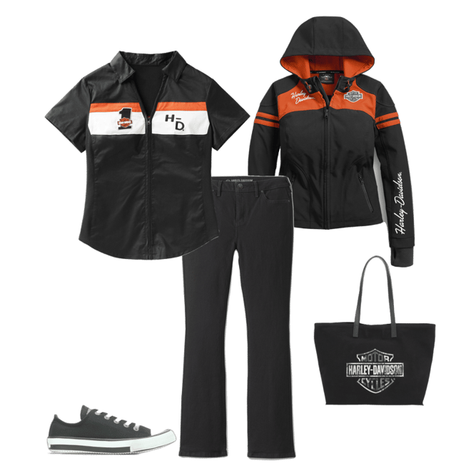 20250308衣類 Women's Crew Stripe Zip Front Shirt | Harley-Davidson USA