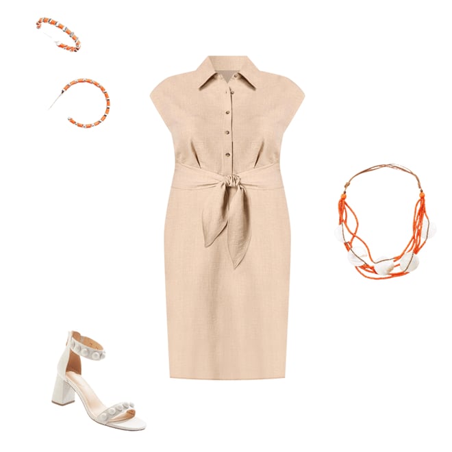  Cato Fashions | Cato Plus Size Natural Tie Back Midi Dress
