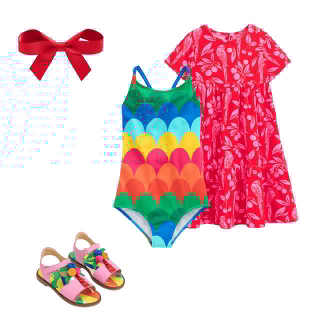 5th bundle featuring 3 items which compliment Selena Rainbow Strap Swimsuit, Multi Scallop Stripe