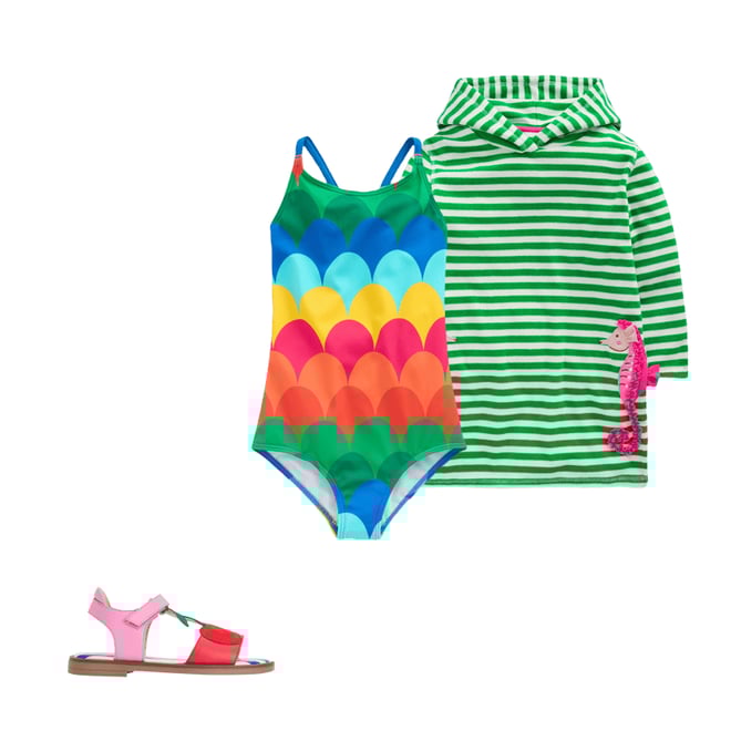 4th bundle featuring 2 items which compliment Selena Rainbow Strap Swimsuit, Multi Scallop Stripe