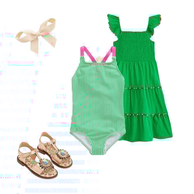 2nd bundle featuring 3 items which compliment Applique Back Swimsuit-Green Daisy