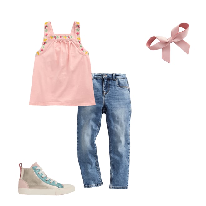 1st bundle featuring 3 items which compliment Embroidered Sleeveless Top-Chalk Pink