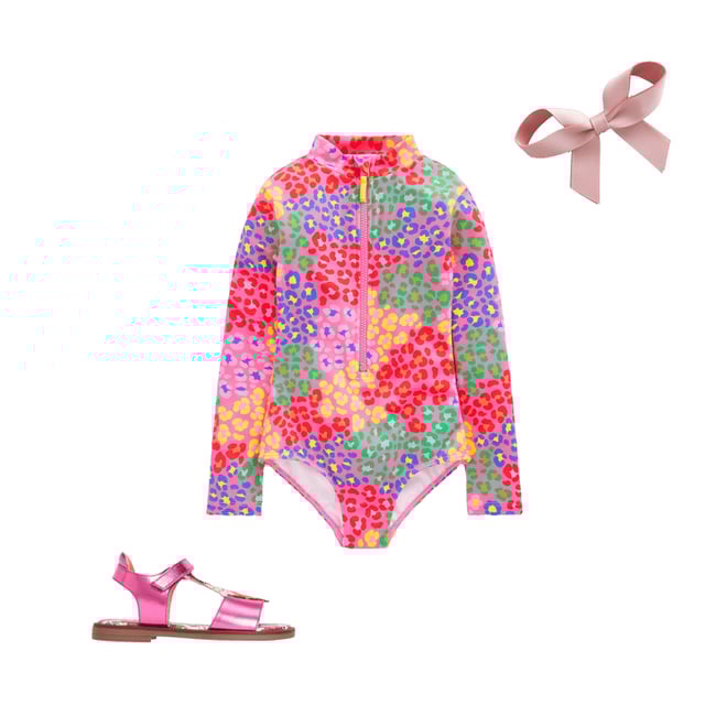 4th bundle featuring 2 items which compliment Long-Sleeved Swimsuit-Pink Rainbow Leopard
