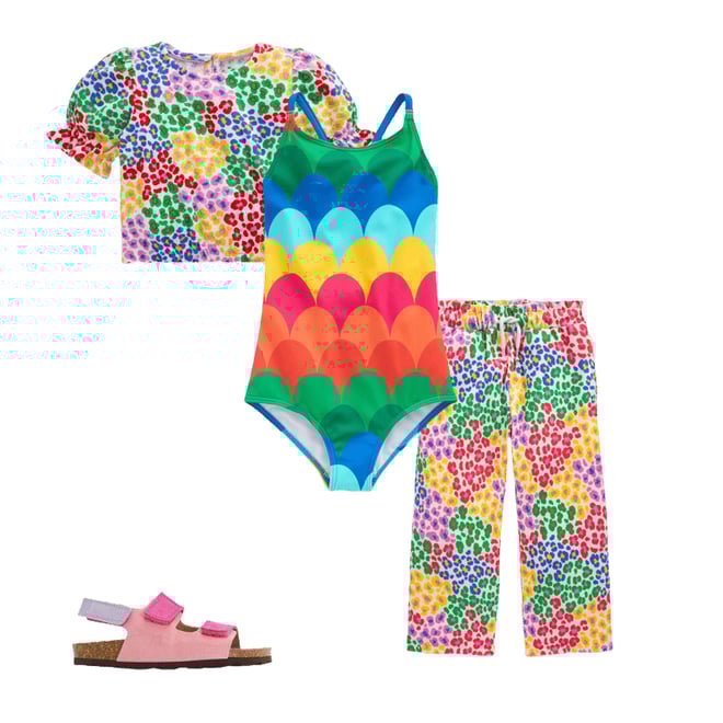 3rd bundle featuring 3 items which compliment Selena Rainbow Strap Swimsuit, Multi Scallop Stripe