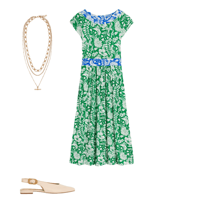 Melanie Jersey Midi Dress-Rich Emerald, Wildflower Trail | Boden UK