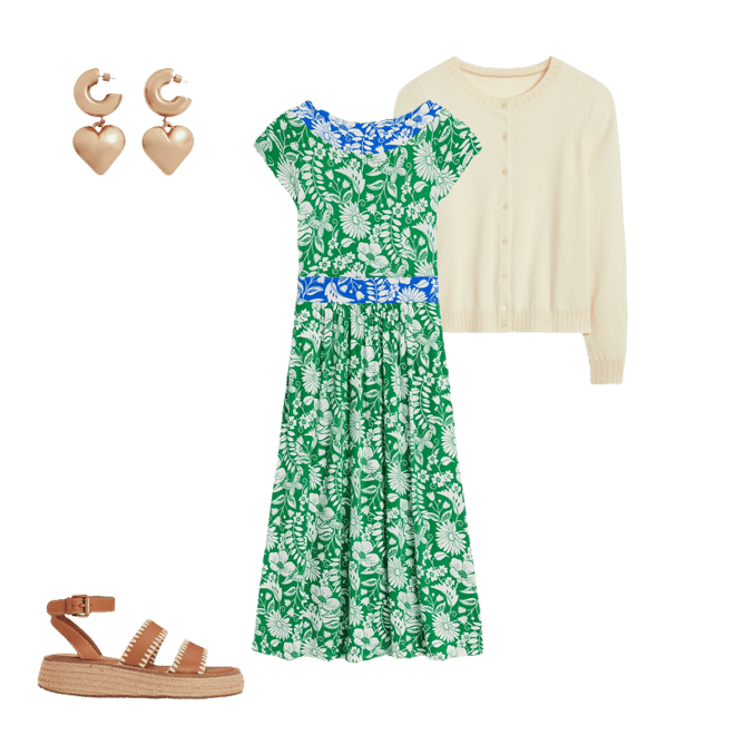 knee length dresses for ladies Melanie Jersey Midi Dress-Rich Emerald, Wildflower Trail
