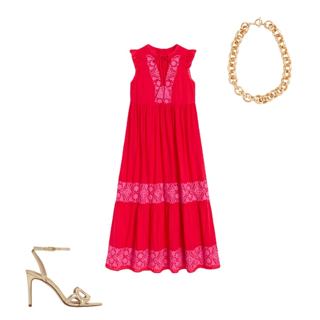 3rd bundle featuring 2 items which compliment Tie Neck Tier Dress-Poppy Red