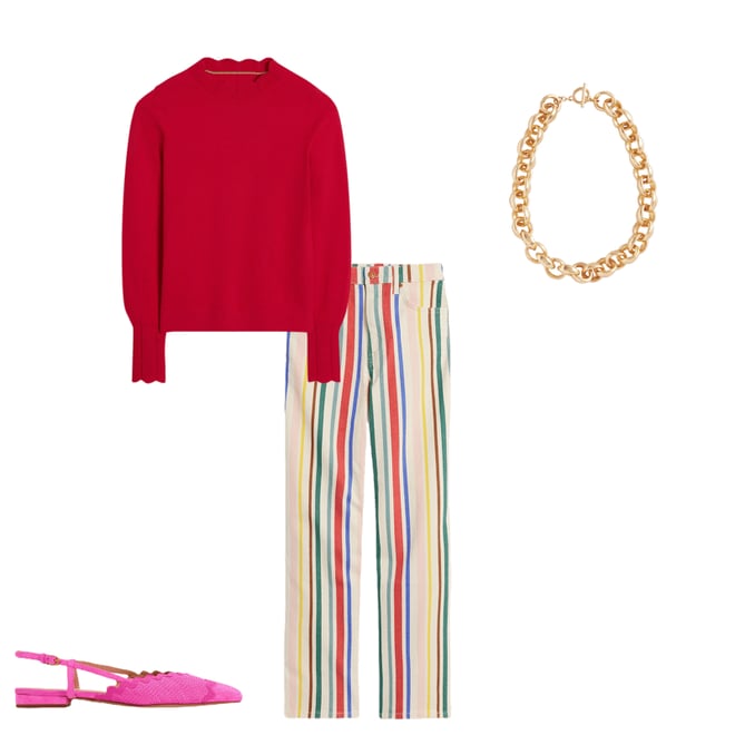4th bundle featuring 3 items which compliment High Rise Stripe Crop Jeans-Green and Pink Rainbow Stripe