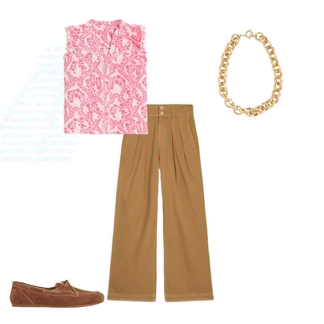 3rd bundle featuring 3 items which compliment Sleeveless Double Cloth Top-Azalea Pink, Vine Silhouette