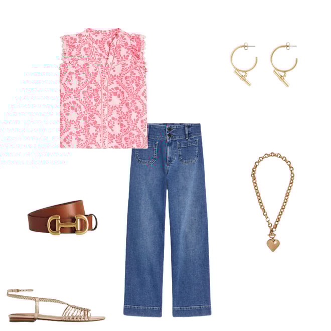 4th bundle featuring 5 items which compliment Sleeveless Double Cloth Top-Azalea Pink, Vine Silhouette