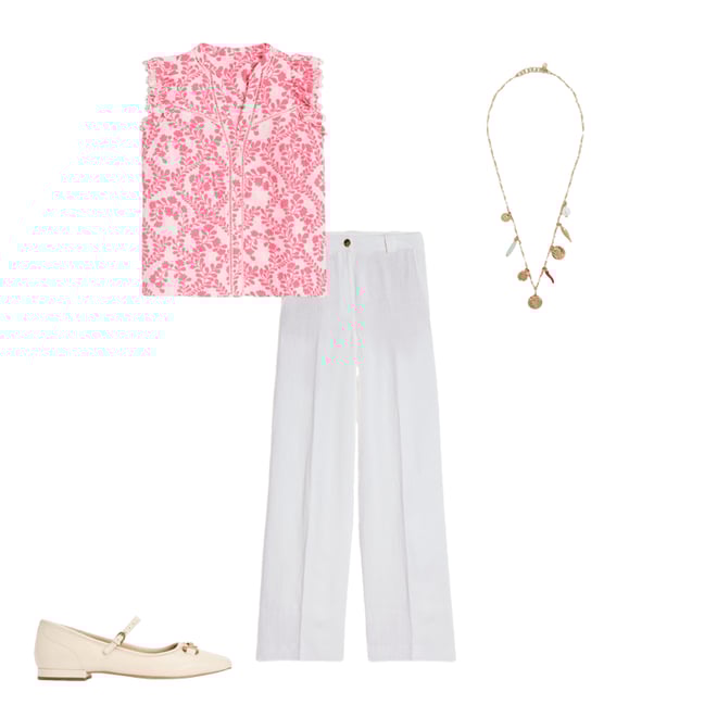 2nd bundle featuring 3 items which compliment Sleeveless Double Cloth Top-Azalea Pink, Vine Silhouette