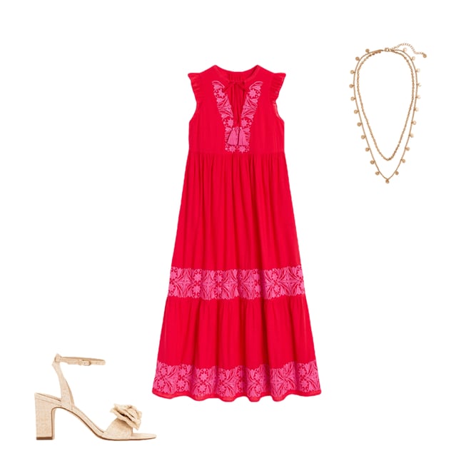 2nd bundle featuring 2 items which compliment Tie Neck Tier Dress-Poppy Red
