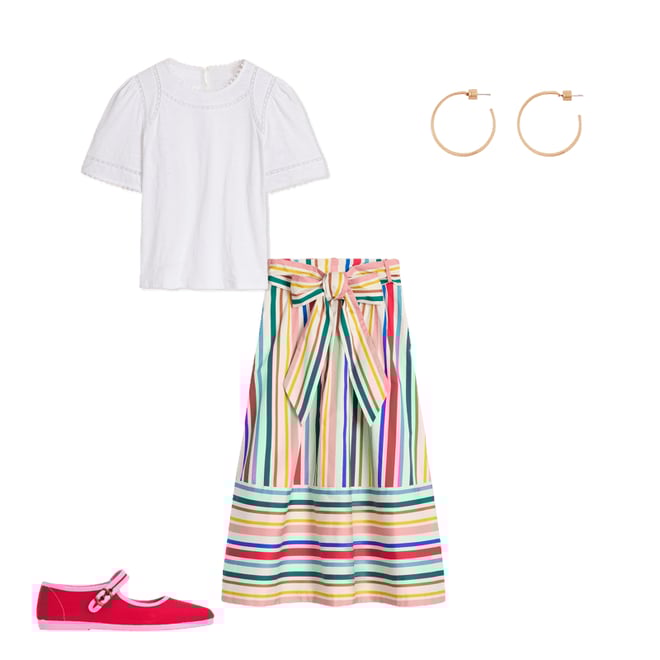 6th bundle featuring 3 items which compliment Tie Belt Sateen Midi Skirt