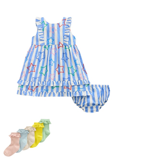 2nd bundle featuring 1 items which compliment Frilly Pinny Dress-Peacock Plume Blue Star