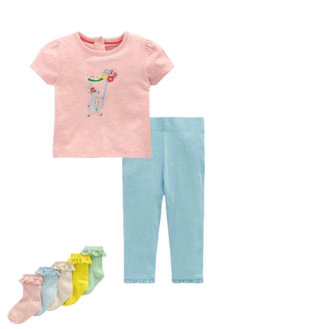 3rd bundle featuring 2 items which compliment Girls Puff Sleeve Logo T-Shirt-Chalk Pink May Day Bunny