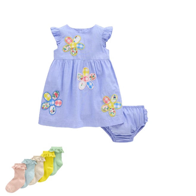 1st bundle featuring 1 items which compliment Woven Frill Dress-Blue Patchwork Flower