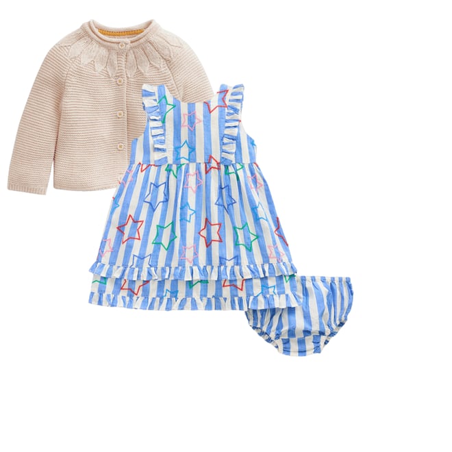 3rd bundle featuring 1 items which compliment Frilly Pinny Dress-Peacock Plume Blue Star