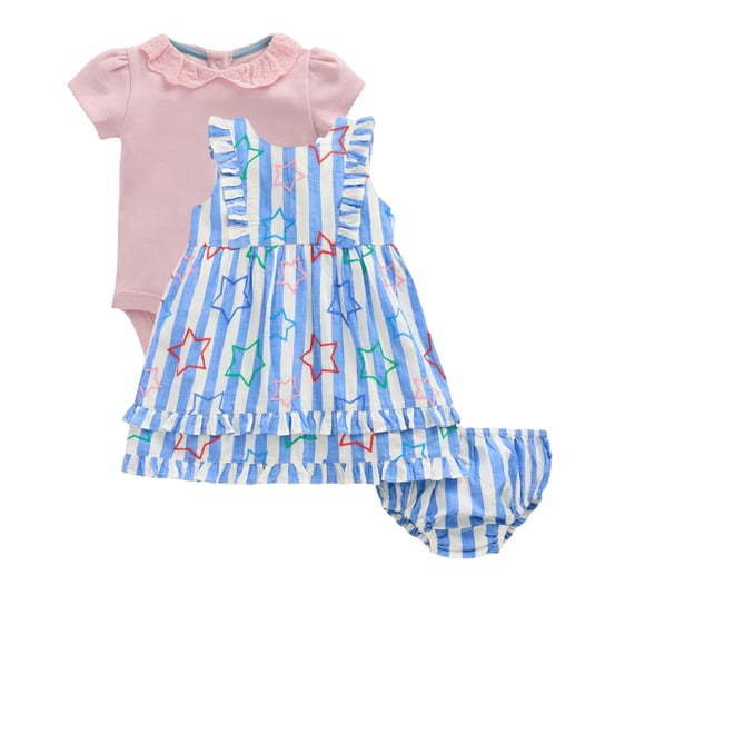 1st bundle featuring 1 items which compliment Frilly Pinny Dress-Peacock Plume Blue Star