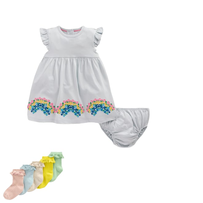 2nd bundle featuring 1 items which compliment Logo Jersey Frill Sleeve Dress-Blue Rainbow