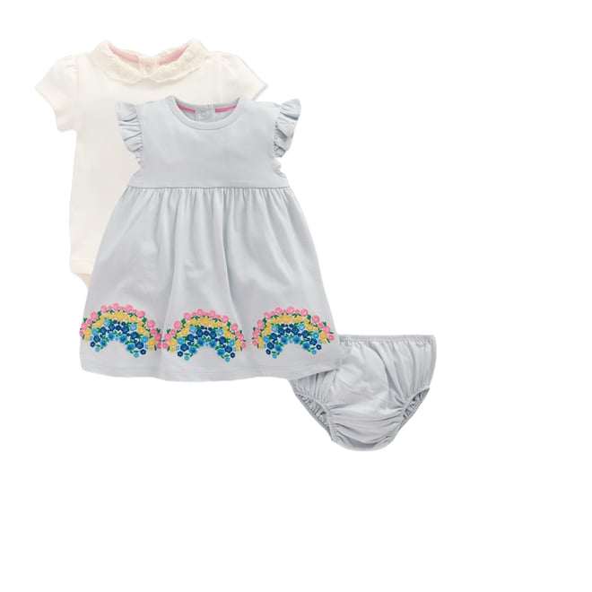 3rd bundle featuring 1 items which compliment Logo Jersey Frill Sleeve Dress-Blue Rainbow