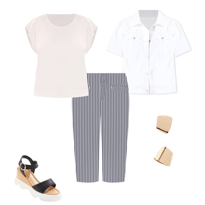 Cato Fashions | Cato Plus Size Navy Stripe Cropped Pants