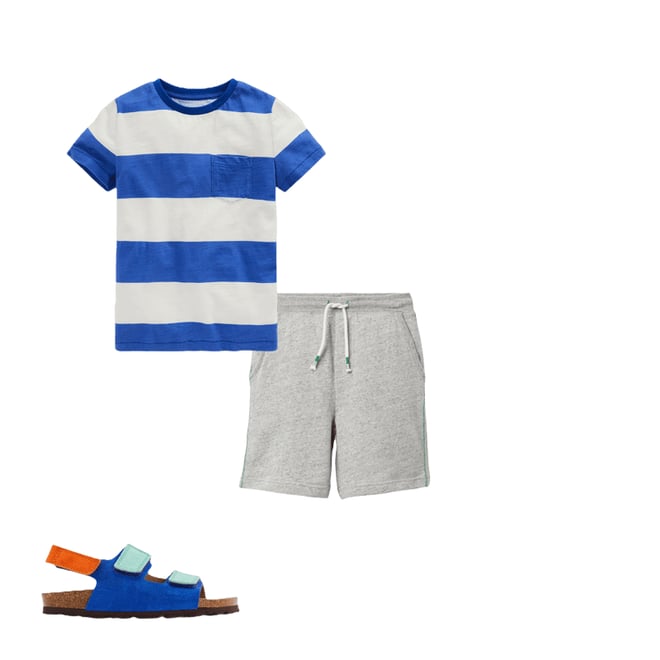 6th bundle featuring 2 items which compliment Everyday Short Sleeve T-Shirt-Bright Blue /Soft Ivory Stripe