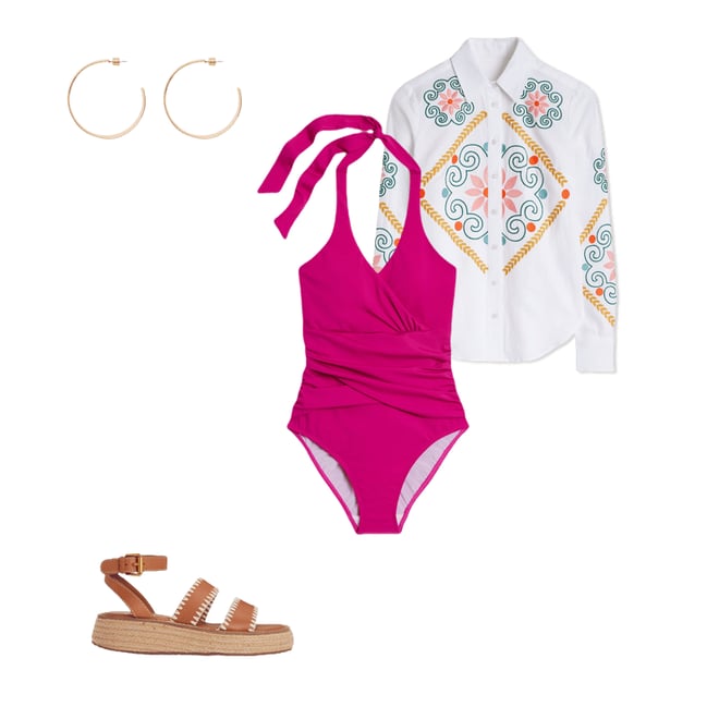 6th bundle featuring 3 items which compliment Sienna Embroidered Linen Shirt-White