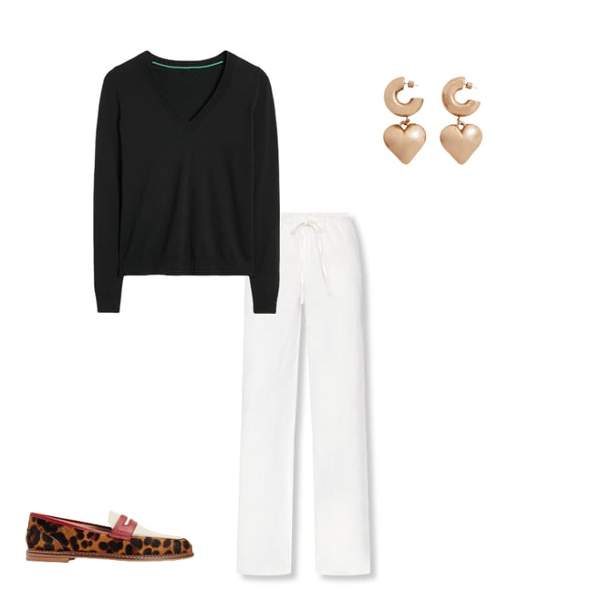 6th bundle featuring 3 items which compliment Emilia Cotton V-Neck Jumper-Black
