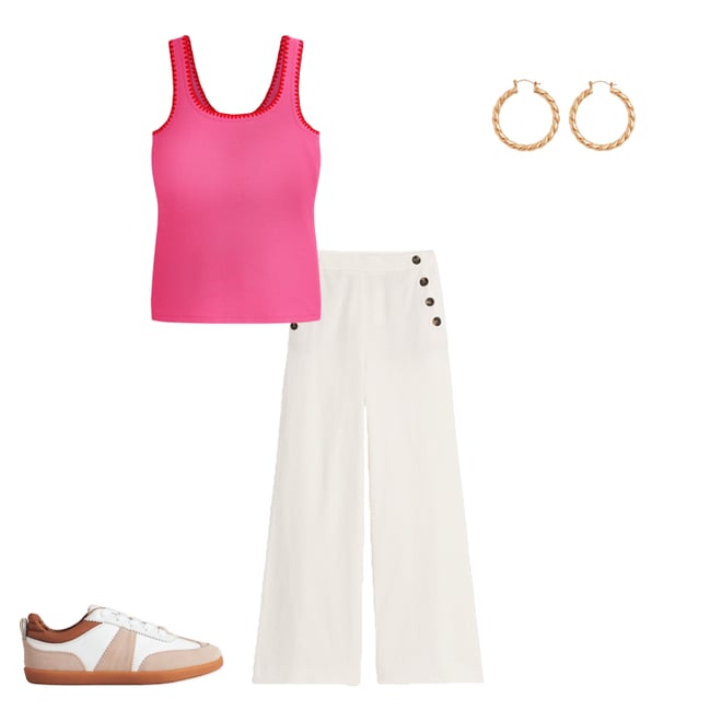 3rd bundle featuring 3 items which compliment Crochet Trim Tank Top-Pink