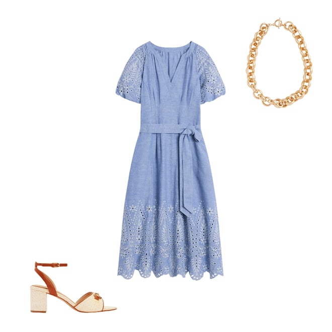 4th bundle featuring 2 items which compliment Puff Sleeve Embroidered Dress