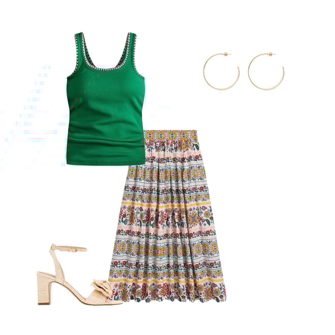 2nd bundle featuring 3 items which compliment Crochet Trim Scoop Neck Vest-Rich Emerald