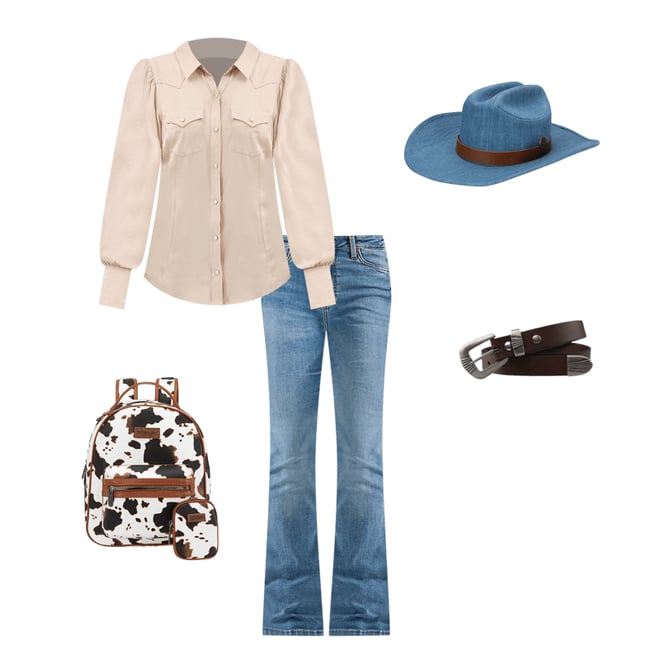 Women's Wrangler® Scallop 3 Piece Buckle Belt in Brown