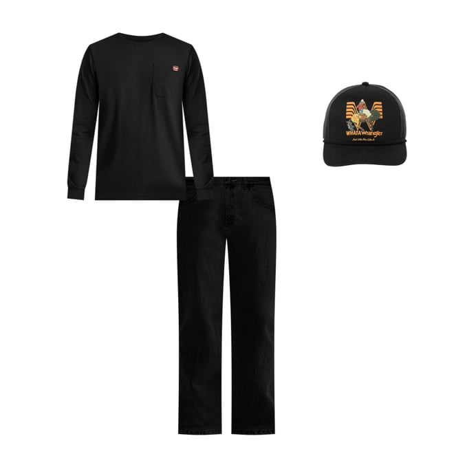 Wrangler® Five Star Premium Denim Flex for Comfort Relaxed Fit Jean in Coal Black