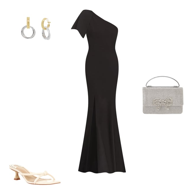 Dress the Population Georgina Asymmetrical Neck Sleeveless Bow Shoulder  Maxi Dress | Dillard's