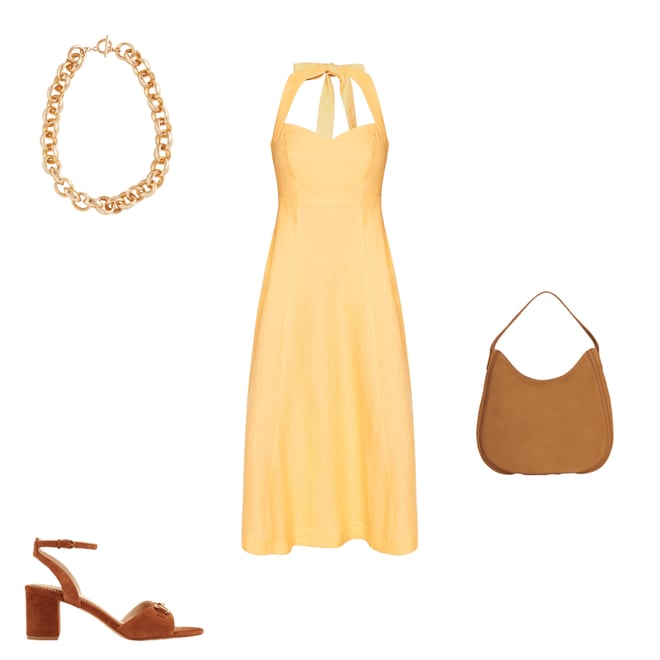 1st bundle featuring 3 items which compliment Halter Linen Dress-Buttermilk Yellow