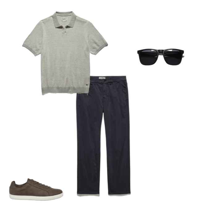 3rd bundle featuring 3 items which compliment  Northport Sweater Polo Shirt - Light Grey