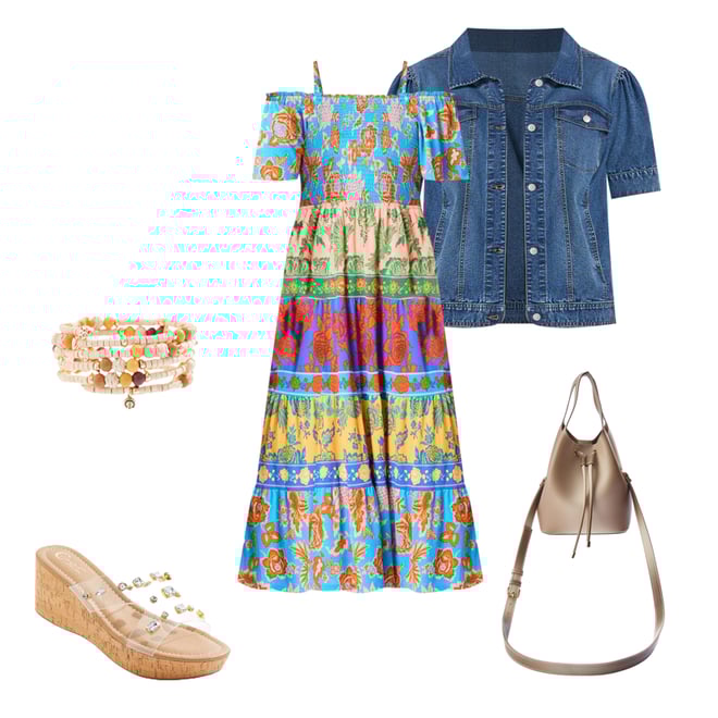  Cato Fashions | Cato Plus Size Floral Color Block Maxi Dress