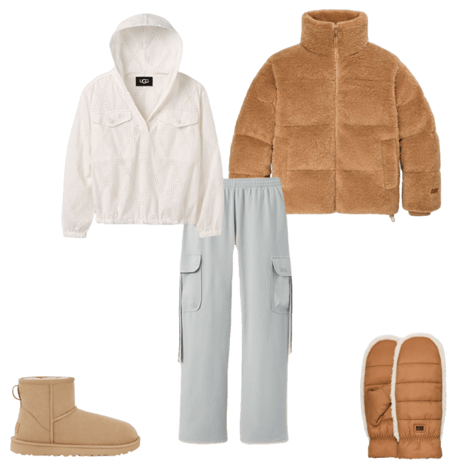 【UGG】Women's AW UGGfluff Mitten 海外限定 UGG® UGGfluff Mitten With Logo Tape for Women | UGG®
