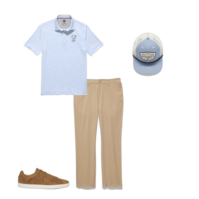 1st bundle featuring 3 items which compliment  2025 Ryder Cup Mvp Cobbtown Floral Print Polo Shirt - White Combo