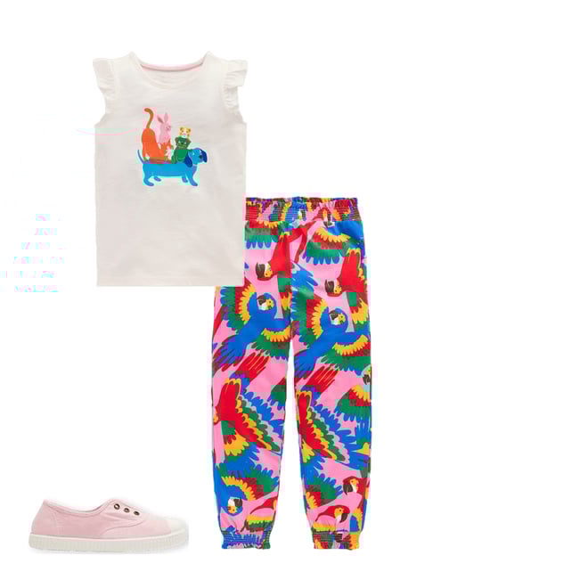 2nd bundle featuring 2 items which compliment Holiday Trousers-Multi Rainbow Parrot