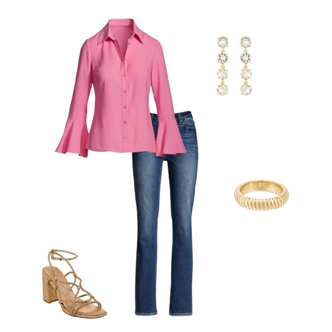 Alexa Flare Sleeve Shirt Rosebloom