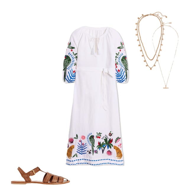3rd bundle featuring 3 items which compliment Embroidered Linen Tassel Dress-Ivory