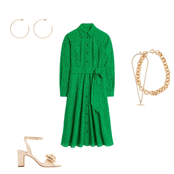 5th bundle featuring 4 items which compliment Amy Broderie Midi Shirt Dress-Rich Emerald