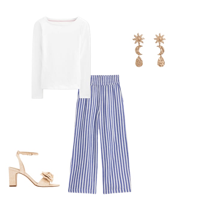 5th bundle featuring 3 items which compliment Cropped Double Cloth Trousers-Bright Blue Stripe