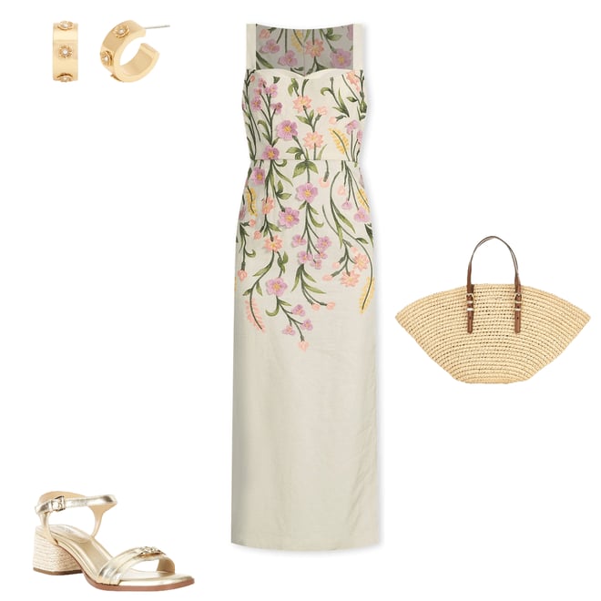 Antonio Melani Halo Floral Embroidered Sleeveless Midi Dress