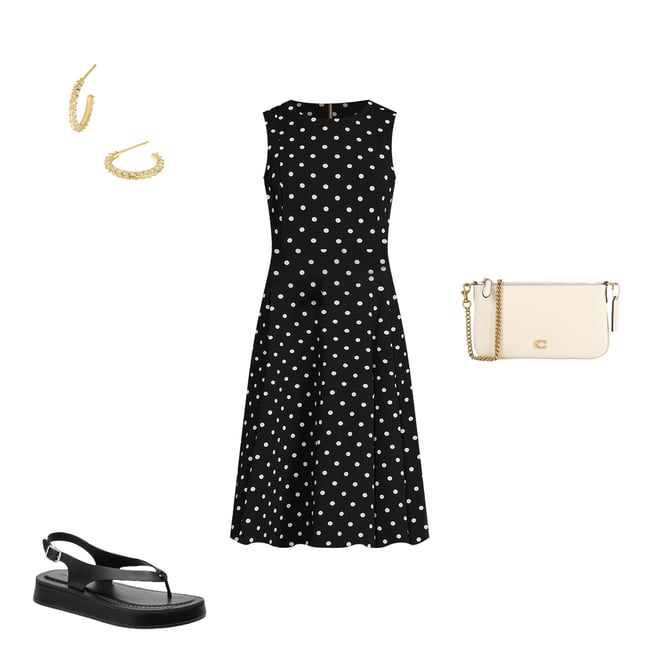Calvin Klein Polka Dot Scuba Crepe Sleeveless Crew Neck Midi Dress |  Dillard's