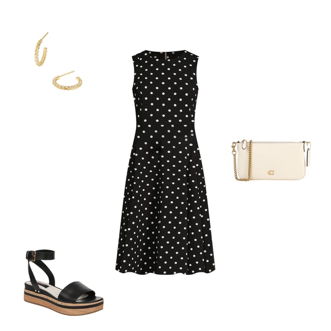 Calvin Klein Polka Dot Scuba Crepe Sleeveless Crew Neck Midi Dress |  Dillard's
