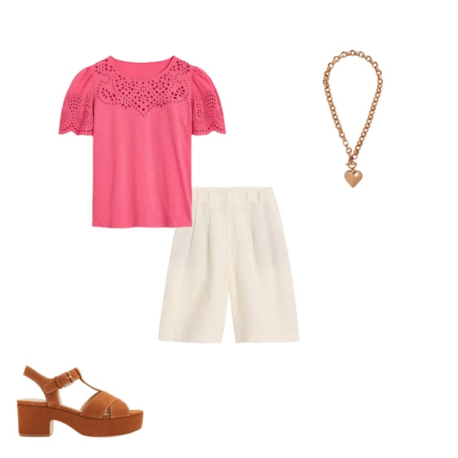 5th bundle featuring 3 items which compliment Pleat Linen Wide Leg Shorts-Ivory