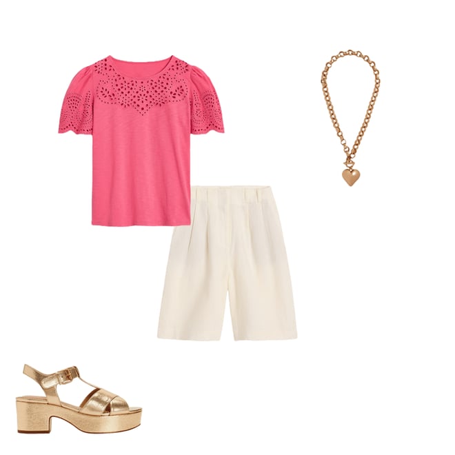 2nd bundle featuring 3 items which compliment Pleat Linen Wide Leg Shorts-Ivory